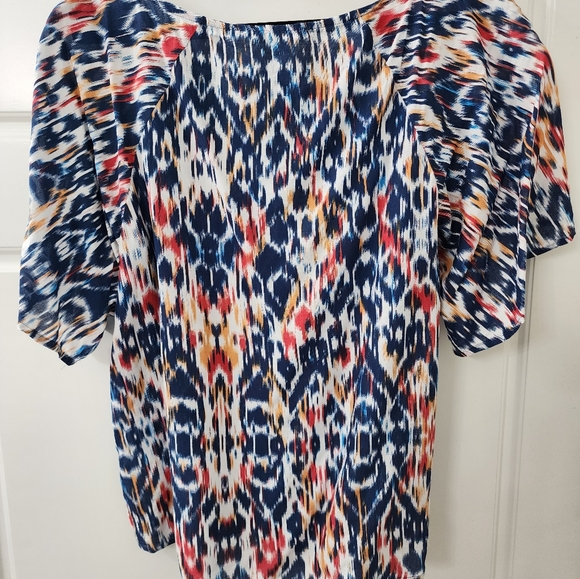 *Beach Lunch Lounge Multi Print Short Raglan Sleeve  Pullover Top Size M* - Picture 3 of 3